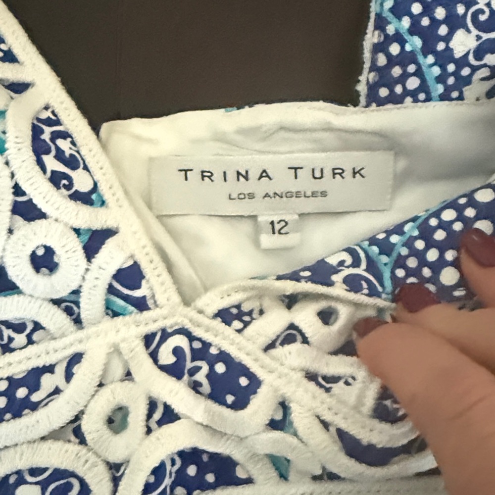 Trina Turk Blue and White Floral Mini Dress - Picture 2 of 11